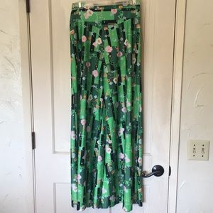 Women’s Vintage Green Floral 70s Hippie Pants
